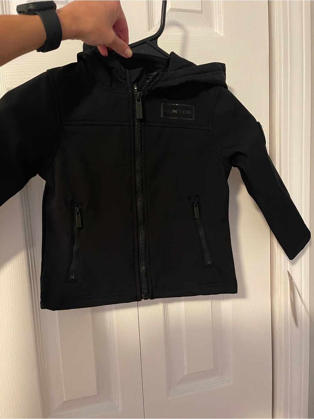 Hunter Kids Black Hooded Rain Jacket